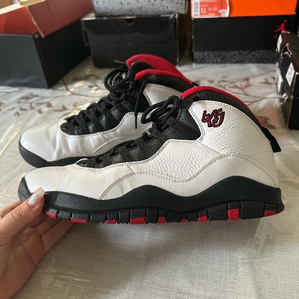 Jordan White and Red Sneakers Athletic Style